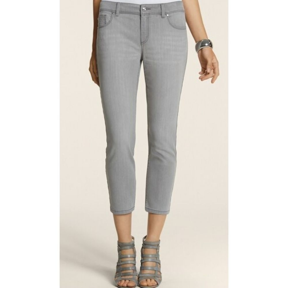 Chicos‎ Platinum Bling Diamond Pockets Crop Jeans
